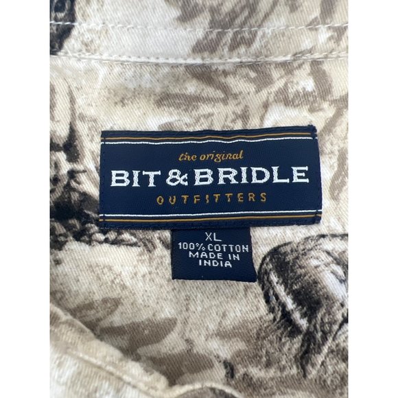 Bit & Bridle Deer Print Flannel Button-Down Casual Long Sleeve Shirt - Picture 4 of 4
